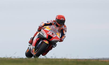 Pembalap MotoGP asal Spanyol Marc Marquez dari tim Repsol Honda.