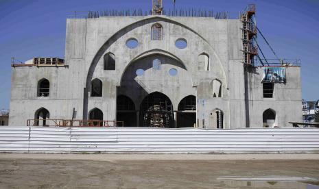 Masjid Terbesar Eropa yang Sedang Dibangun Terima Ancaman. Pembangunan Masjid Eyyub Sultan di Strasbourg, Prancis Timur, Rabu, 24 Maret 2021.