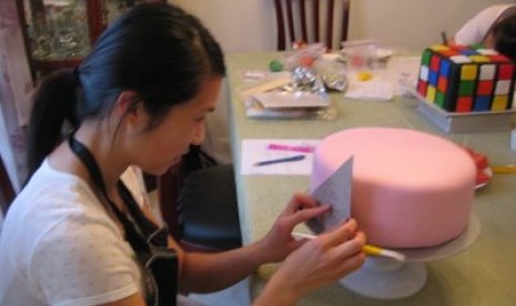 Pembuatan fondant quilting