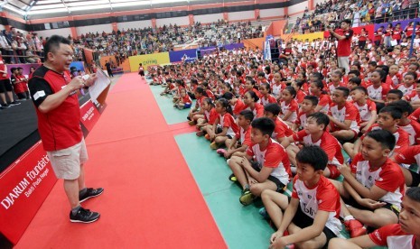 Pembukaan Audisi Umum Beasiswa Bulutangkis 2019 di GOR Satria, Purwokerto, Jawa Tengah, Ahad (8/9). 