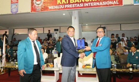 pembukaan Kejuaraan Nasional (Kejurnas) Kushin Ryu M Karatedo Indonesia (KKI) di Dojo KKI, OSO Sport Center, Kompleks Grand Wisata, Tambun, Bekasi, Jawa Barat, Sabtu (23/7).