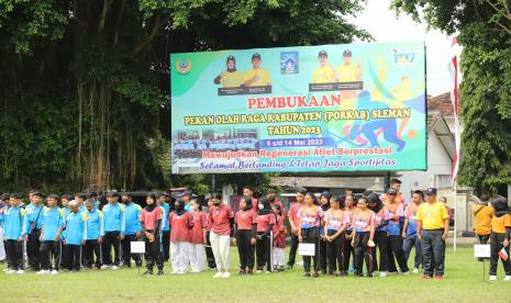 Pembukaan Pekan Olahraga Kabupaten (Porkab) Sleman 2023 di Lapangan Pemda Sleman.