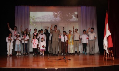 Pementasan teater kemerdekaan di Kidzania, Senin (17/8).