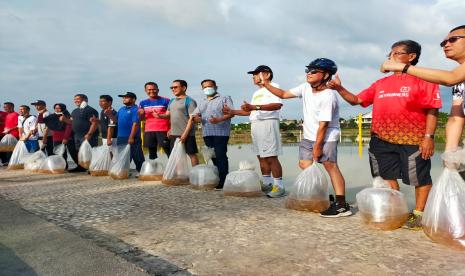  Pemerintah Kabupaten Musi Banyuasin (Muba) melalui Dinas Perikanan Kabupaten Musi Banyuasin restocking sebanyak 40 ribu benih ikan nila merah dan lele albino di Taman Air Serasan Sekate, Sekayu Musi Banyuasin, Sabtu (30/10).