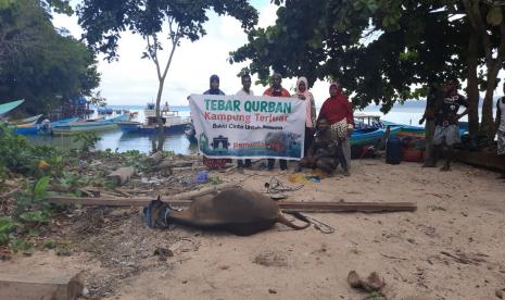 Pemuda Hidayatullah Kaimana mengirimkan hewan kurban sapi ke Distrik Arguni Bawah yang merupakan desa terluar di Kaimana, Papua Barat.