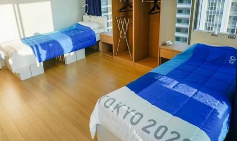 Penampakan kasur di Kampung Atlet Olimpiade Tokyo 2020.