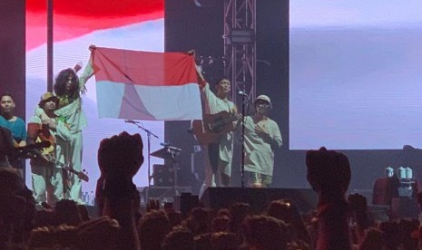 Penampilan Fourtwnty di Soundrenaline 2019, Taman Budaya Garuda Wisnu Kencana, Kabupaten Badung, Bali, Ahad (8/9).