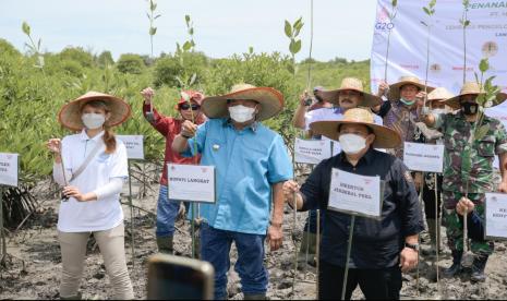 Penanaman 10 ribu bibit mangrove di Desa Pasar Rawa, Kecamatan Gebang, Kabupaten Langkat, Provinsi Sumatra Utara.