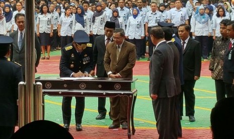 Penandatanganan MoU Aptikom dengan Kemkum-HAM di Jakarta, Jumat (30/10).