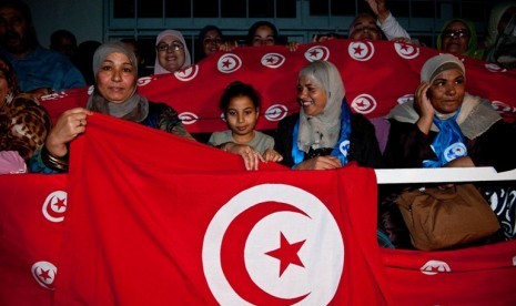 Pendukung Partai Ennahda Tunisia