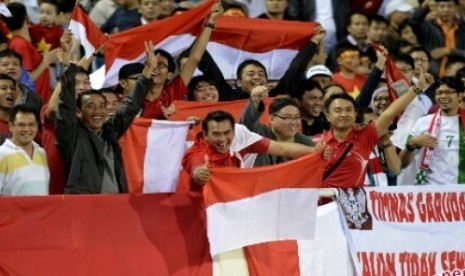 Pendukung timnas Indonesia di Vietnam.