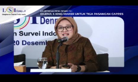 Peneliti Lembaga Survei LSI Denny JA, Fitri Hari saat memaparkan hasil survei dengan topik Dilema 4 King Maker untuk Tiga Pasang Capres, Selasa (20/12).