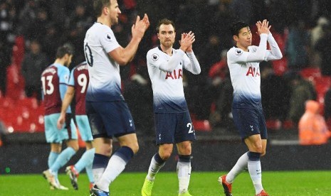 Penggawa Tottenham Hotspur, Harry Kane, Christian Eriksen, dan Son Heung-min