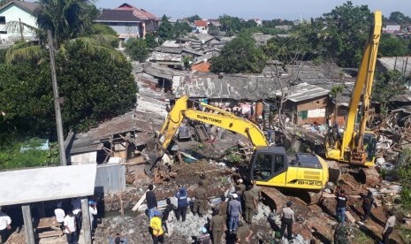 Penggusuran di Dusun Palem, Kelurahan Panunggangan Barat, Kota Tangerang, Rabu (6/12). 