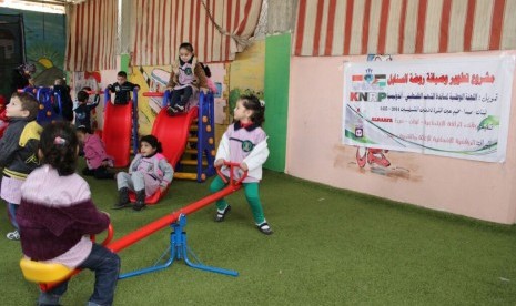 Pengungsi anak-anak Palestina  di Shoida, Lebanon