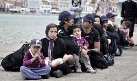 Pengungsi Suriah di Pulau Lesbos, Yunani.