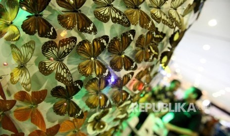 Pengunjung bermain dengan hewan koleksi areal Mini Zoo yang ada di Pekan Lingkungan Hidup Kehutanan 2016 di JCC Jakarta, Kamis (9/6). (Republika/Rakhmawaty La'lang)