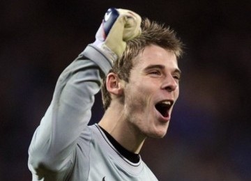 Penjaga gawang Atletico Madrid, David de Gea yang bergabung ke Setan Merah Manchester United.