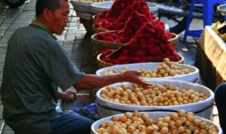 Penjual buah duku dan rambutan 