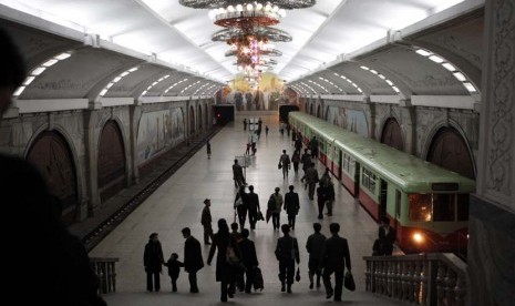 Sasiun kereta bawah tanah di Pyongyang,