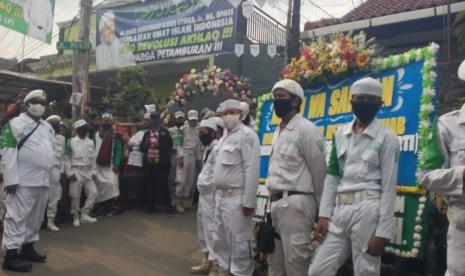 Penyambutan di markas FPI, Petamburan, Jakarta, Selasa (10/11).