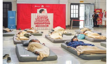 Penyelenggaraan lomba tidur nasional di Posbloc pada Sabtu (17/8/2024). Kondisi hobi tidur mungkin saja bisa dikaitkan dengan gangguan tidur hipersomnia.