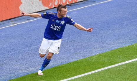 Penyerang Leicester City Jamie Vardy 