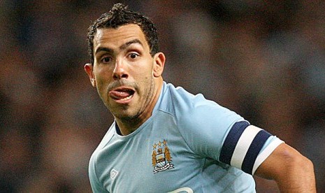 Penyerang Manchester City Carlos Tevez.