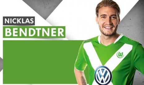 Penyerang Wolfsburg Nicklas Bendtner.