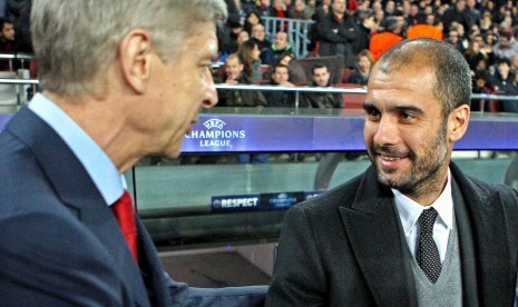 Pep Guardiola (kanan) dan Arsene Wenger.