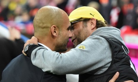 Pep Guardiola (kiri) dan Juergen Klopp saat masih berkiprah di Bundesliga Jerman.