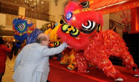 Perayaan Imlek di Teratai Chinese Restaurant yang berlokasi di Hotel Borobudur Jakarta. 