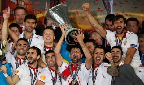 Perayaan juara Liga Europa oleh Sevilla.