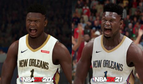 Perbandingan visual Zion Williamson di NBA 2K21 Next-Gen dan NBA 2K20