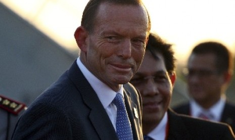 Perdana Menteri Australia Tony Abbott tiba di Bali pada 6 Oktober 2013.