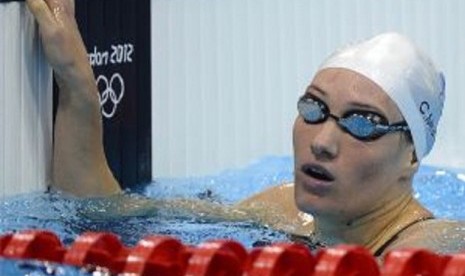 Perenang asal Prancis, Camille Muffat menyumbangkan emas untuk negaranya di Olimpiade London 2012.