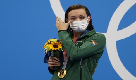 Perenang putri Afrika Selatan Tatjana Schoenmaker yang memecahkan rekor dunia di Olimpiade Tokyo 2020..