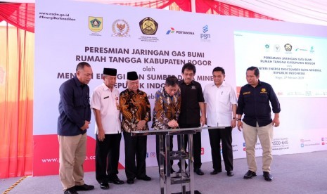 Peresmian jaringan gas di Kabupaten Bogor oleh Menteri ESDM, Rabu (27/2).