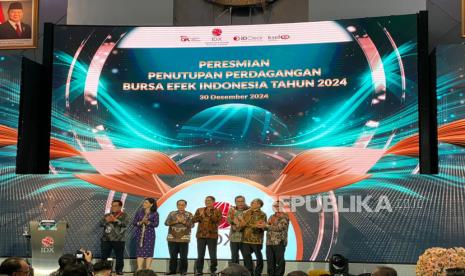 Peresmian penutupan perdagangan Bursa Efek Indonesia (BEI) Tahun 2024 di Gedung BEI, Jakarta, Senin (30/12/2024) sore. 