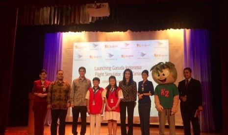 Peresmian wahana baru KidZania Jakarta, Rabu (11/2), berupa simulator pesawat A330 dari Garuda Indonesia.