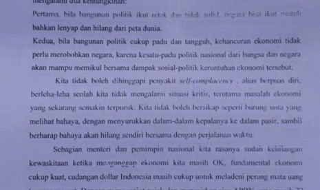 Pernyataan pendiri PAN Amien Rais tentang dukungan terhadap terhadap pemerintah.