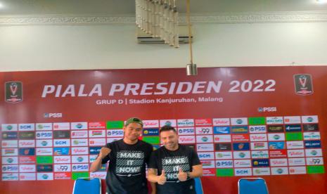 Persik Kediri melakukan konferensi pers terkait persiapan melawan Arema FC dalam laga Piala Presiden 2022 di Kantor Arema, Kota Malang, Selasa (14/6/2022). 