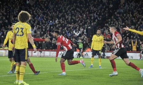 Pertandingan antara Sheffield United melawan Arsenal di Stadion Bramall Lane, Selasa (22/10) dini hari WIB