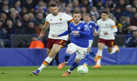 Pertandingan leg pertama babak semifinal Liga Europa antara Leicester City melawan AS Roma, Jumat (29/4/2022)