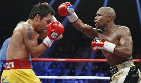 Pertandingan tinju antara Manny Pacquiao melawan Floyd Mayweather, Sabtu waktu AS (3/5), di Las Vegas.