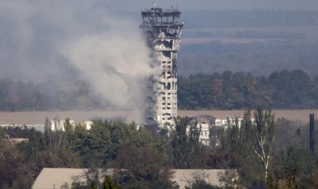 Pertempuran di Bandara Donetsk, Ukraina.