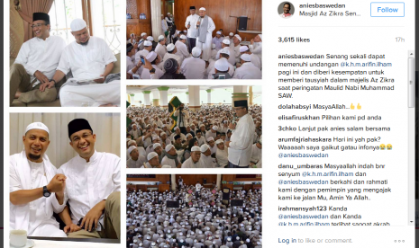 Pertemuan calon Gubernur DKI Jakarta, Anies Baswedan dengan pimpinan Majelis Az-ZIkra, Ustaz Arifin Ilham, Ahad (8/1).