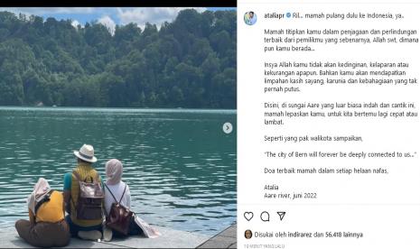 Pesan Atalia di akun Instagram. 