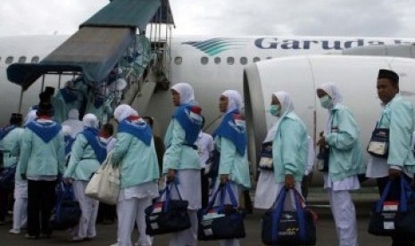 Pesawat Garuda pengangkut jamaah haji.