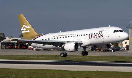 Pesawat Libyan Airlines. Ilustrasi